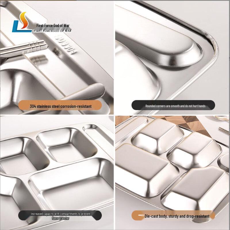 304 Stainless Steel 6-Compartment Divided Tray