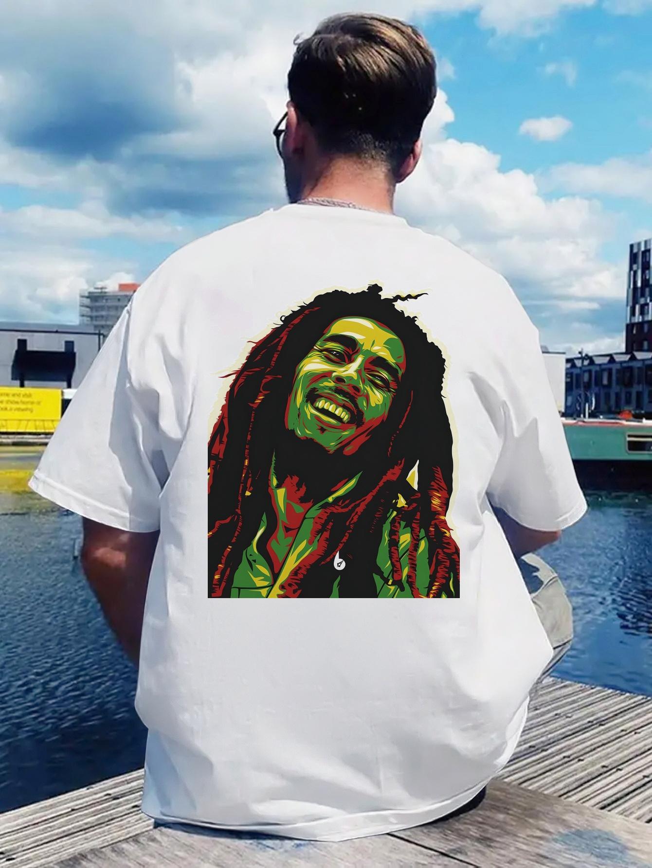 One Retro Rock Band Print T-shirt with Round Neck L