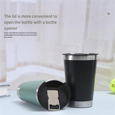 8 peças Copo Lusella 16oz Caneca de Cerveja de Aço Inoxidável, Copo de Parede Dupla com Isolamento a Vácuo, Tampa de Copo com Abridor de Garrafa, Mantém