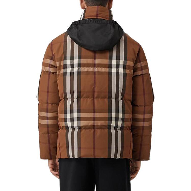 Burberry Packaway Hood Reversible Check Nylon Puffer Jacket Dark Birch Brown 80585461