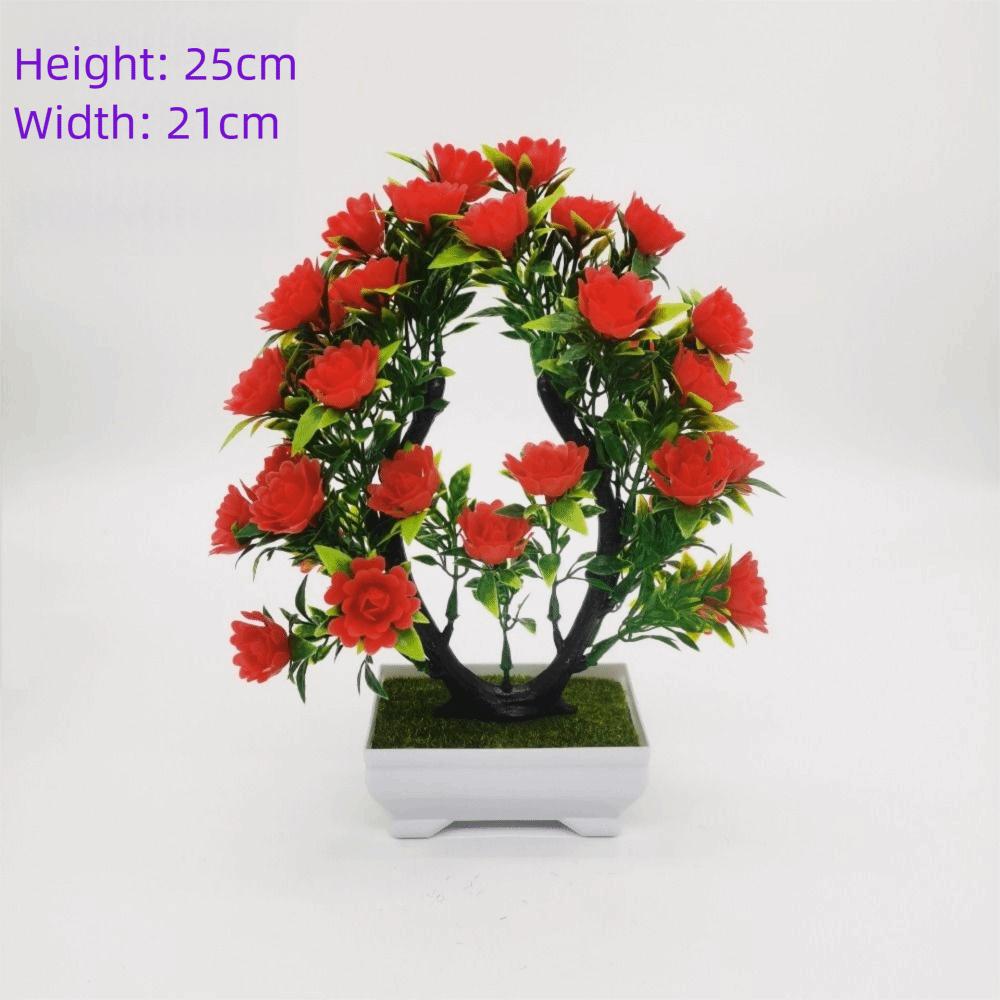 Multicolor Artificial Plants Bonsai Table Decoration with Flowerpot Fake Flowerpotted Photography Props Plastic