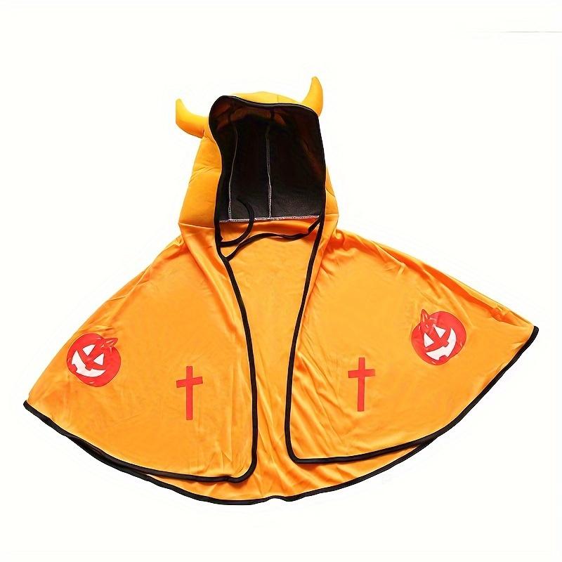 1Pc Four - Color Devil Horn Cloak - Kids' Performance Costume, Festive & Party Prop, Spooky Halloween Outfit Accessory