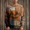 Men's Long Sleeve Pullover Sweater Casual Halloween Print Knit Oversized Sweater