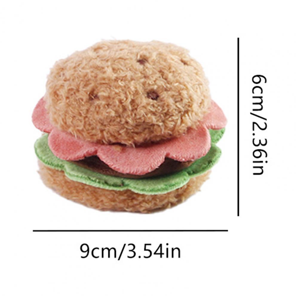 Bite-resistant Cat Toy Plush Cat Toy Realistic Plush Food Cat Toy Set Burger Hotdog Cake Chew Toys for Indoor Cats Squeaky Bone