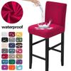 Waterproof Bar Stool Covers Stretch Short Back Chair Covers Counter Height Chairs Covers for Kitchen Dining Room Cafe Furniture