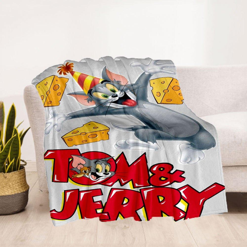 Tom & Jerry Phone Case CoverBlanket Flannel Throw Blanket for Sofa, Bed, Travel, Camping, Office