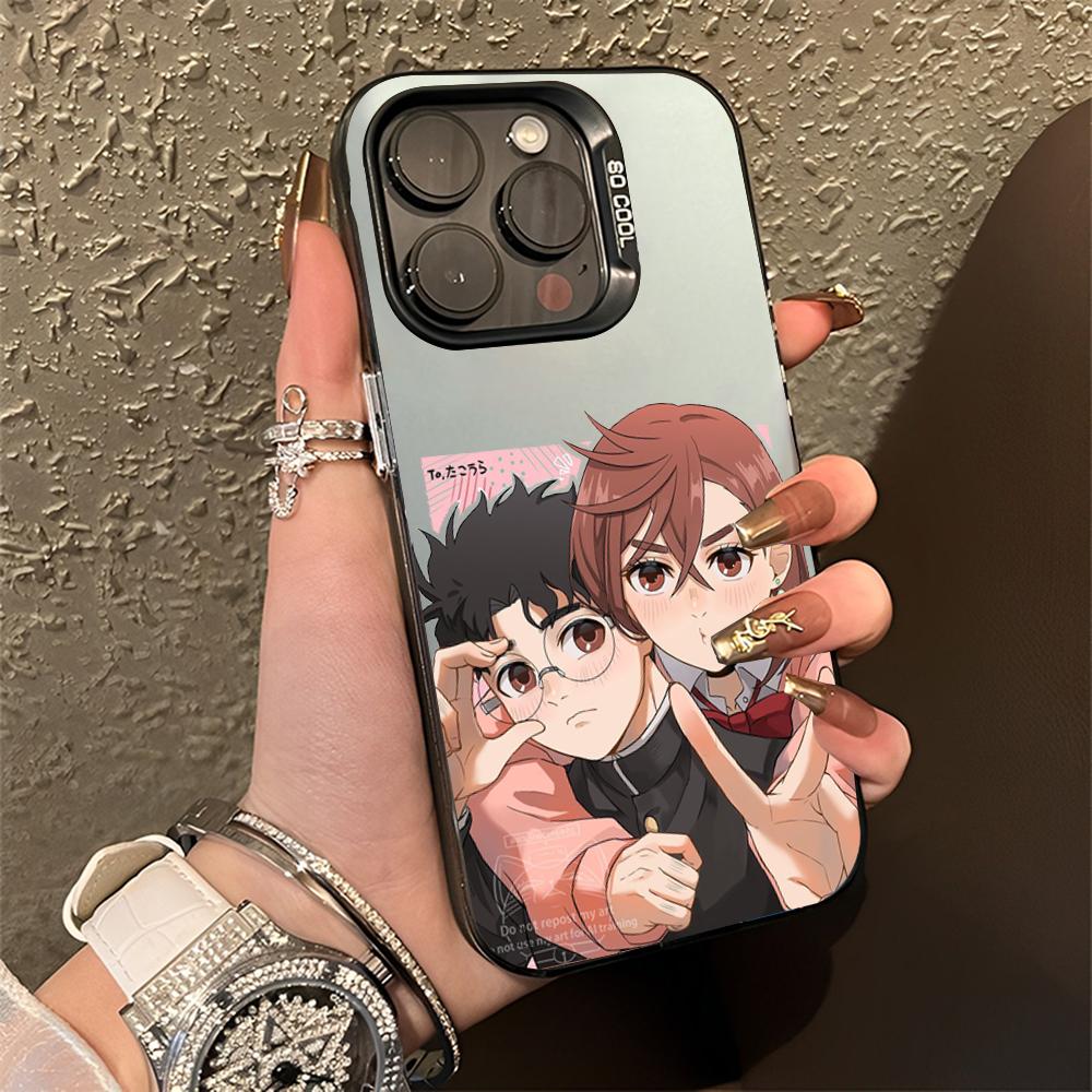 Momo Ayase D-Dandadans Handyhülle Für iPhone 16,15,14,13,12,11,Pro,Max,Plus,Mini,XS,SE Anti-Fall Schwarz Matt Hartes Bumper