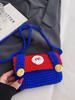 Mario Knit Mini Bag For Girls With Cartoon Phone Pocket Soft Wool Material For Daily Use