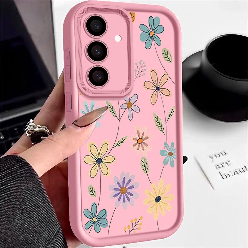 Liebevolle Cartoon-Blumenhülle für Samsung Galaxy S25 S24 Ultra S23 S22 Plus S21 S20 FE A15 A16 A26 A34 A35 A36 A54 A55 A56 5G Capa