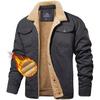 Umlegekragen Winter Baumwolljacken Herren Sherpa Fleece Trucker Parka Grün Arbeits Cargo Mäntel Kleidung Übermäntel