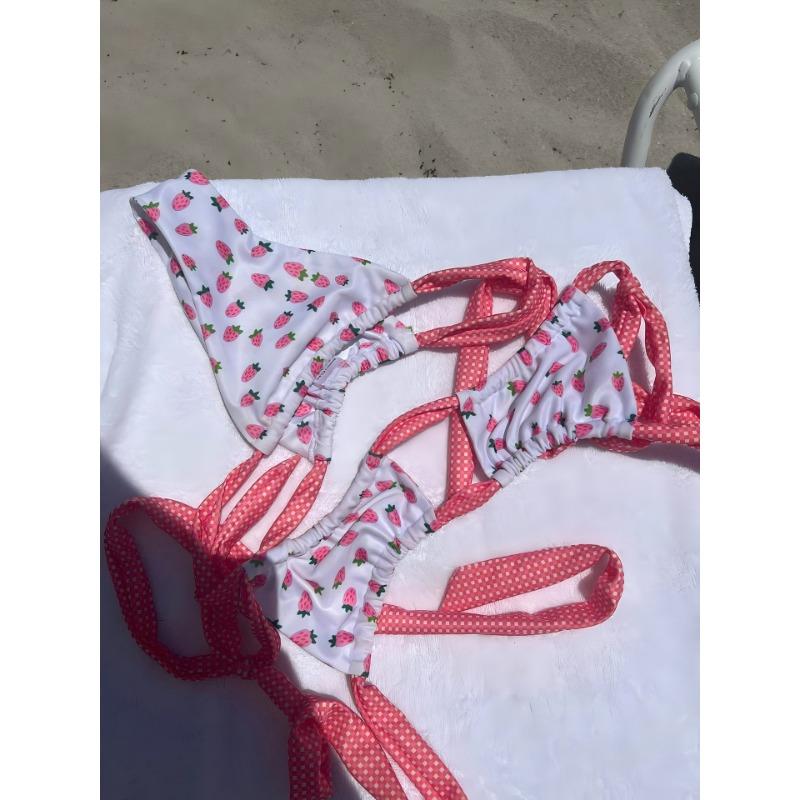 

Новый купальник бикини новая цифровая печать женский сексуальный купальник с эффектом пуш-ап купальник для девочек S земляничный