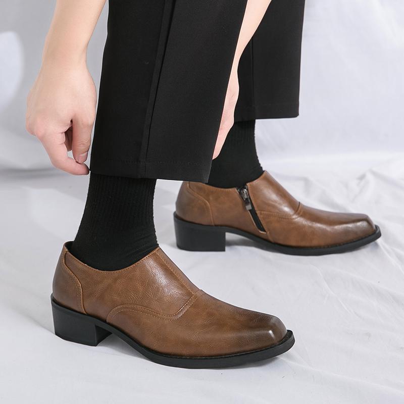 Platform Men Leather Shoes Outdoor Driving Men Shoe Mens Oxfords Dress Shoes Slip On Office Pattern Business Flats Shoes Men