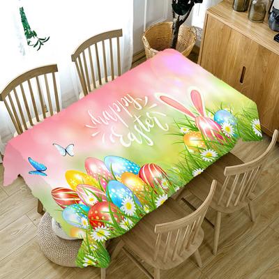 Egg Bunny Print Tablecloth Happy Easter Tablecloth Party Thanksgiving Christmas Feast Table Holiday Decoration Accessories