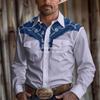 Western Style Long Sleeve Shirt, Ethnic Pattern, Casual Fashion for Men