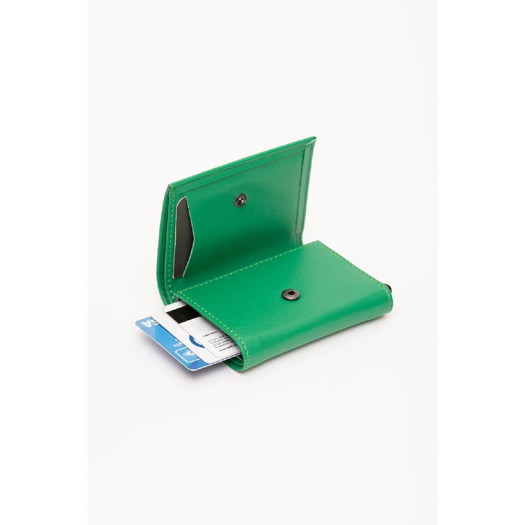 Schwarze Shk69-Geldbörse aus Kunstleder mit Papiergeldfach, automatischem Schiebemechanismus, Vordertasche und Kartenhalter