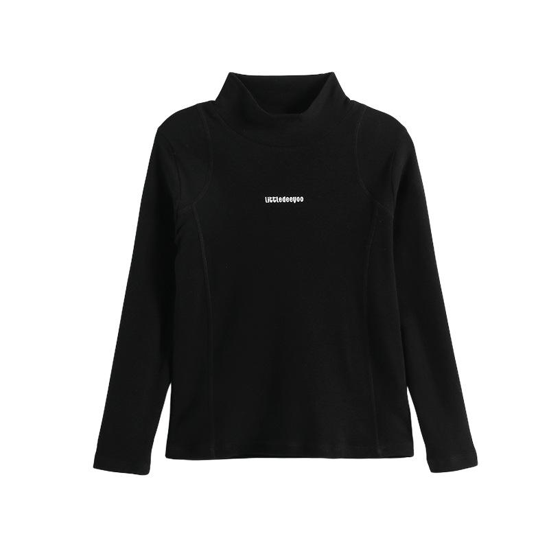 Sangluo Girls Thickened Long Sleeve Turtleneck Base Layer Top for Autumn and Winter 160 cm