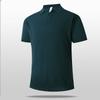 Men's V-shaped Lapel Ice Silk Knitted Short-sleeved Polo Shirt Commuter Shoulder Polo Shirt T-shirt
