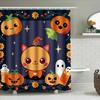 Halloween-themed shower curtain featuring cute pumpkin designs waterproof fabric for bathroom decor