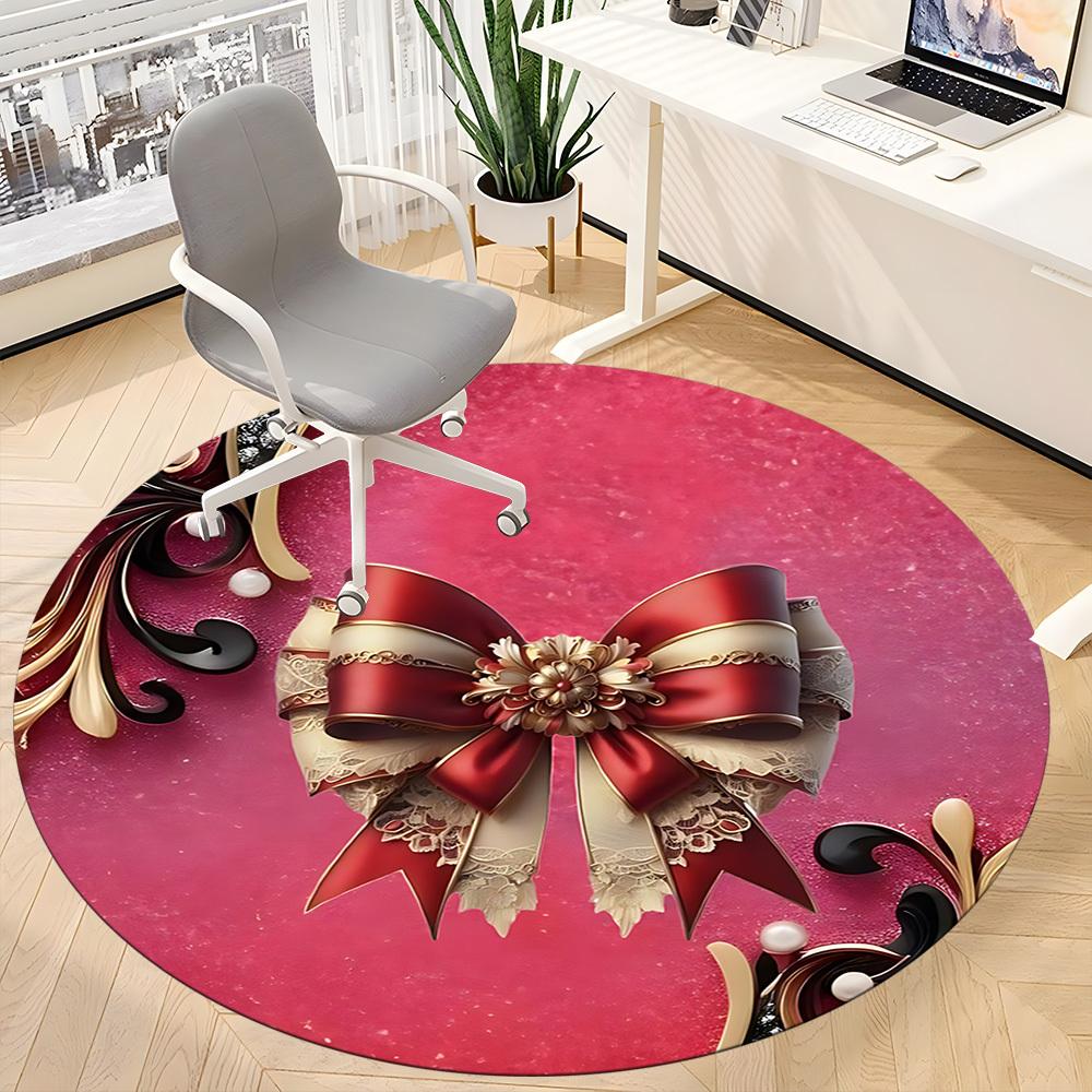 1pc Bow Decorative Chair Carpet for Office, Indoor Non Slip Washable Polyester Fiber Carpet,