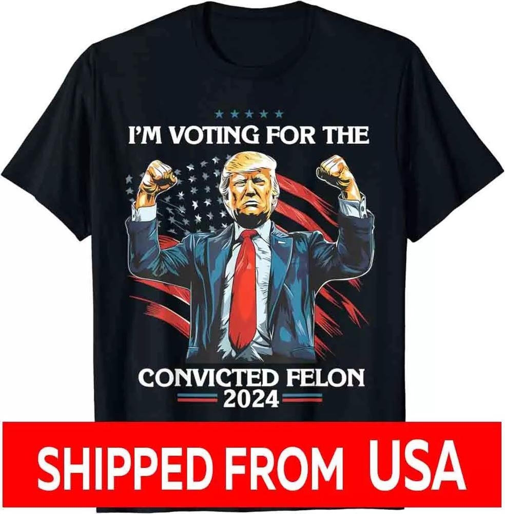 Ik stem op de veroordeelde misdadiger grappig pro Trump 2024 T-shirt