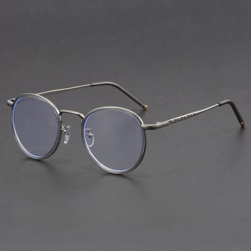 Light Luxury Leisure Optical Glasses Round Metal Frame Retro Ultra Light Hd Clear Lens Anti-Blue Light Eyeglasses Protect Eyes