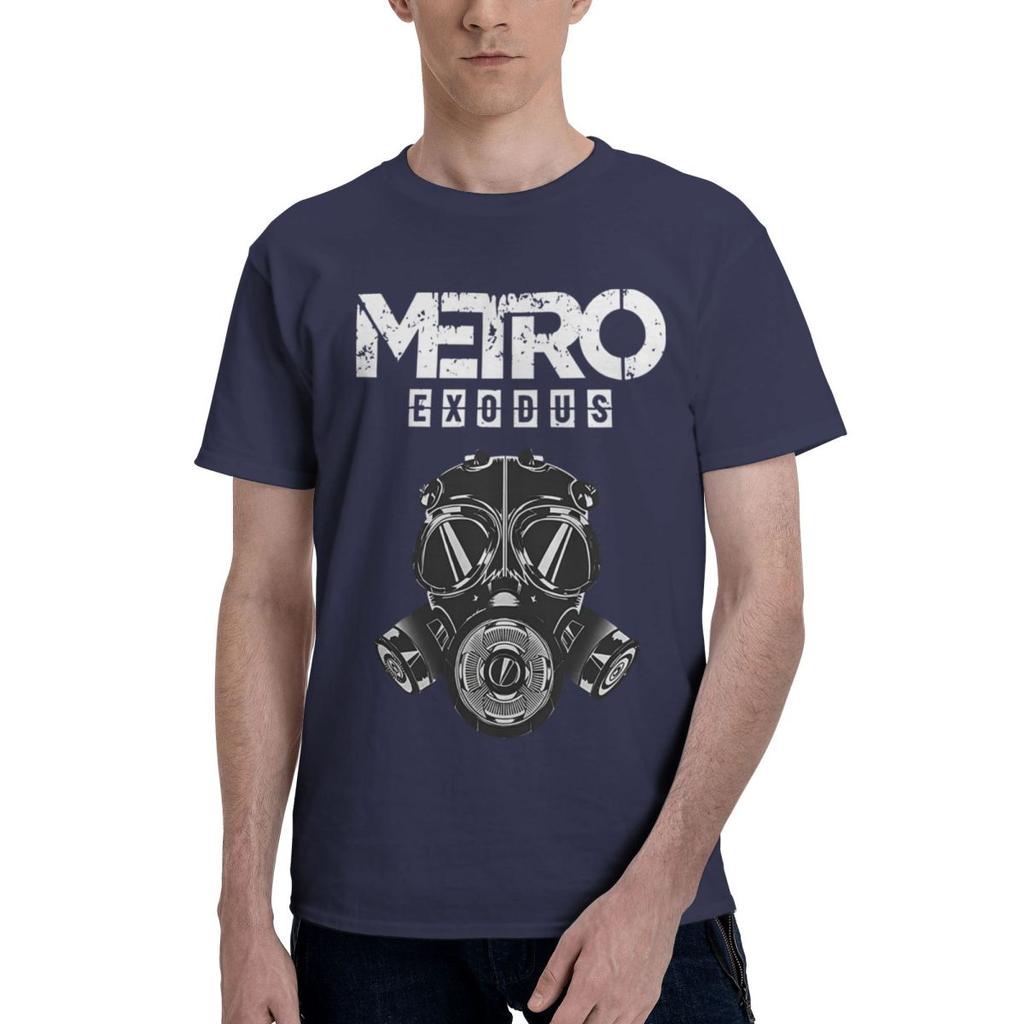 Metro Exodus Gas Mask Print 100 Cotton Casual Breathable Confortable Manga High End Mens Clothing Clothes Men
