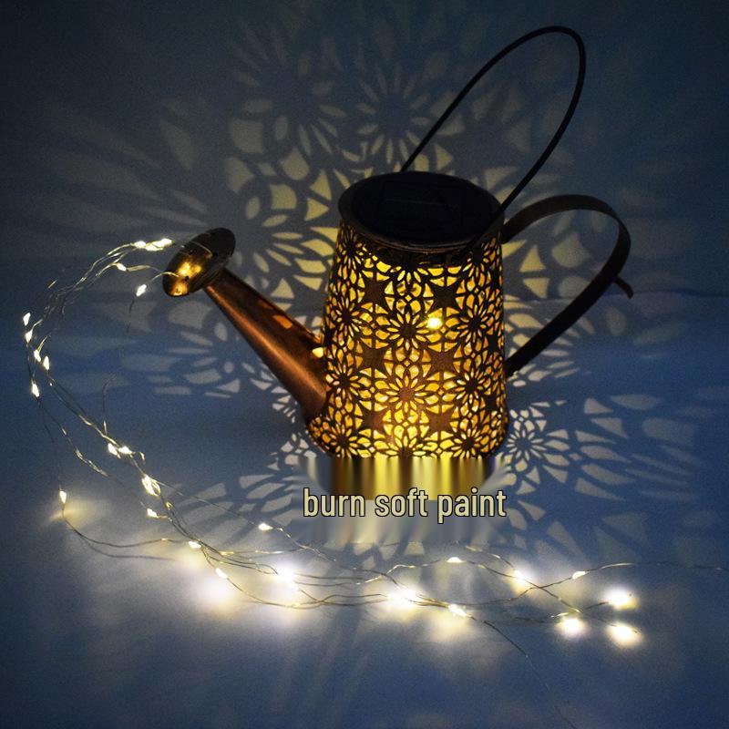 Solar Kessel Outdoor Wasserdicht Hängelampe - Ausgehöhltes Schattendesign für Garten, Villa, Hof & Camping