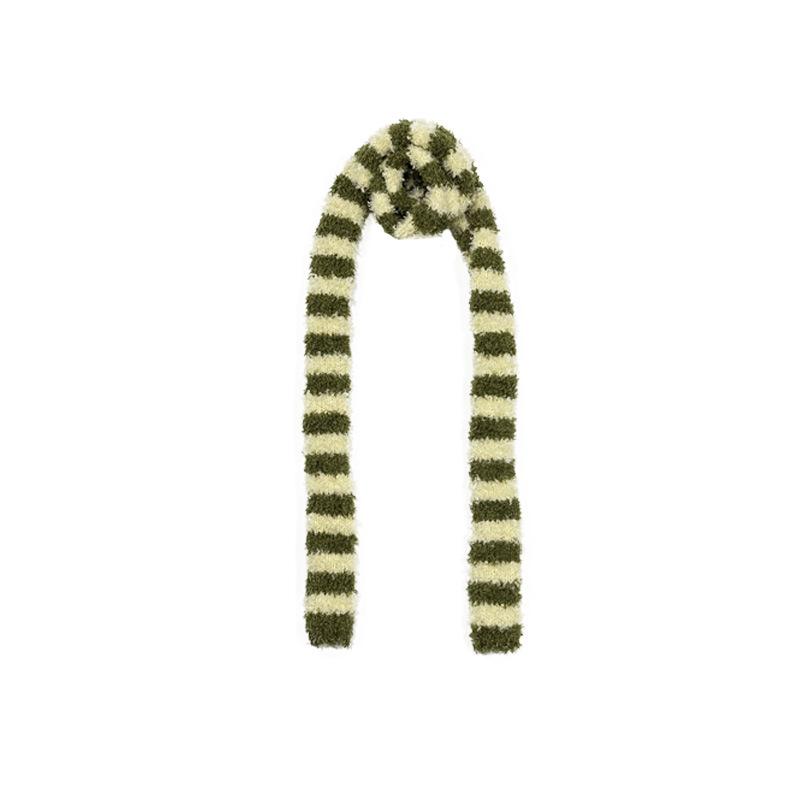 Niche Striped Thin Long Woolen Scarf Female Millennium Hot Girl Style Concave Shape Soft Scarf