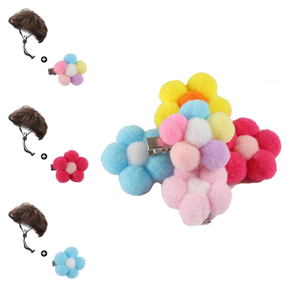 Adorable Pet Wig Accessory Set For Dogs With Colorful Floral Hair Clips For Parties And Celebrations