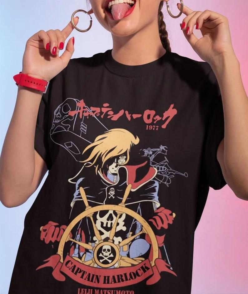 Captain Harlock T-Shirt – Anime Unisex Manga  Unisex T-Shirt M