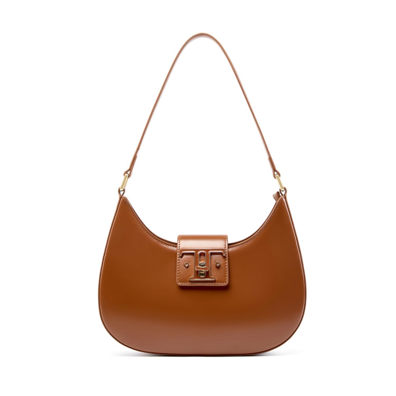 

Новая сумка подмышку Премиальная универсальная кожаная сумка через плечо Нишевый дизайн Сумка-полумесяц коричневый