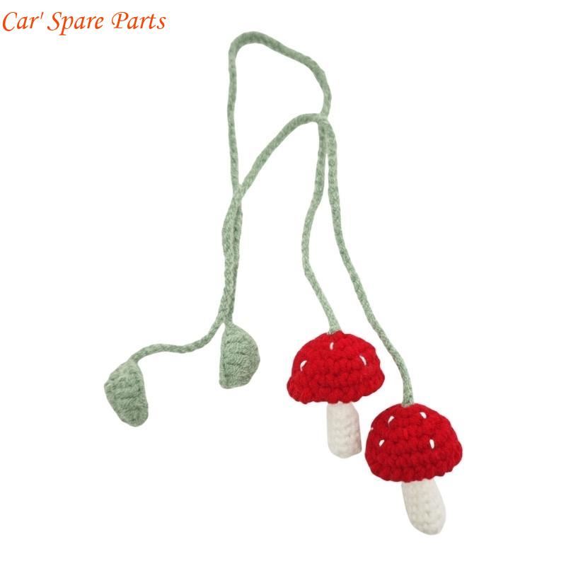 

Y4UA 2pcs designs Crochet Car Mirror Accessories Car Interior Hanging Charms