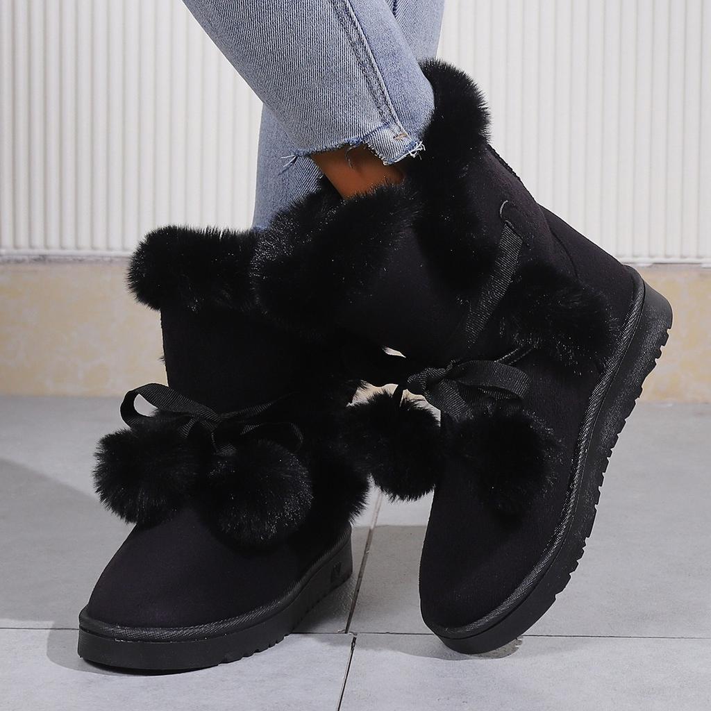 Women's Short Boots, Cute and Warm, Winter Women's Boots with Straps That Open and Close, Round Toe and Warm Velvet Women's Short Boots for One Foot