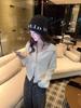 Korean lapel double zipper loop yarn knitted cardigan for women's autumn and winter new loose soft waxy sweater jacket for women