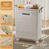 Foldable Laundry Basket with Wheels Stylish Home Clothes Hamper Storage Organizer