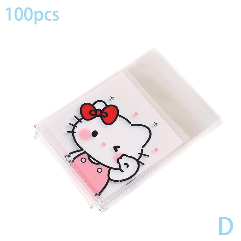 100Pcs Cute Cartoon Printed Opp Clear Packaging Bags Candy Bag Self-Adhesion Storage Bag Diy Gift Pastry Sealable Bag