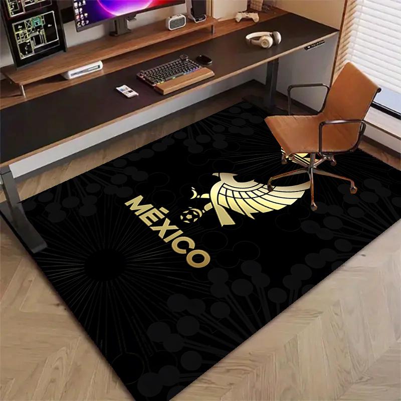 México Football Polyester Carpet, Soft Indoor Mat for Office Chair, Living Room, Computer Desk - Decorative Home Office Rug Design
