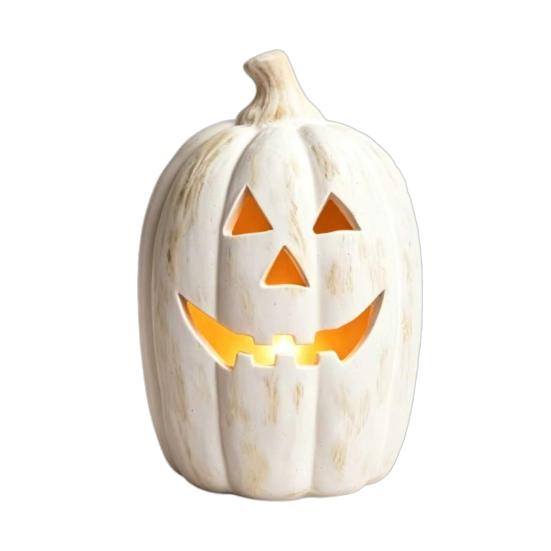 Regalos Pensados para Halloween Portavelas de Calabaza, Linterna de Resina Portavelas de Té con Centros de Mesa Festivos Cara Tallada para Chimenea de Granja de Otoño