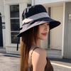 Outdoor Leisure Sun Hat Fisherman Hat Simple Color Block Tether Sun Protection Hat Girl Traveling To Show Her Face Small Hat Early Spring