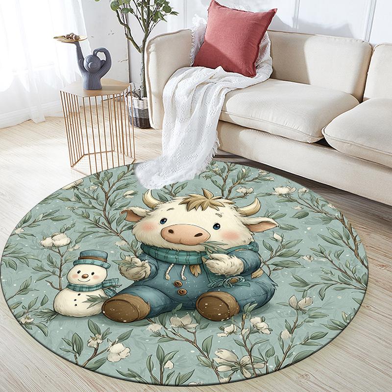 Blatt Tiere,Runder Teppich,Teppich für Wohnzimmer Schlafzimmer Sofa Spielzimmer Dekor,Rutschfeste Fußmatte