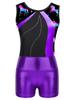 Girls Dance Leotard Sleeveless Patchwork Print Metallic High Waist Shorts Gymnastics Performance Outfit