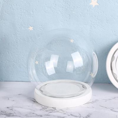 Clear Glass Dome ,Preserved Flower Cover with Base, Round Display for Small Plant Decor,