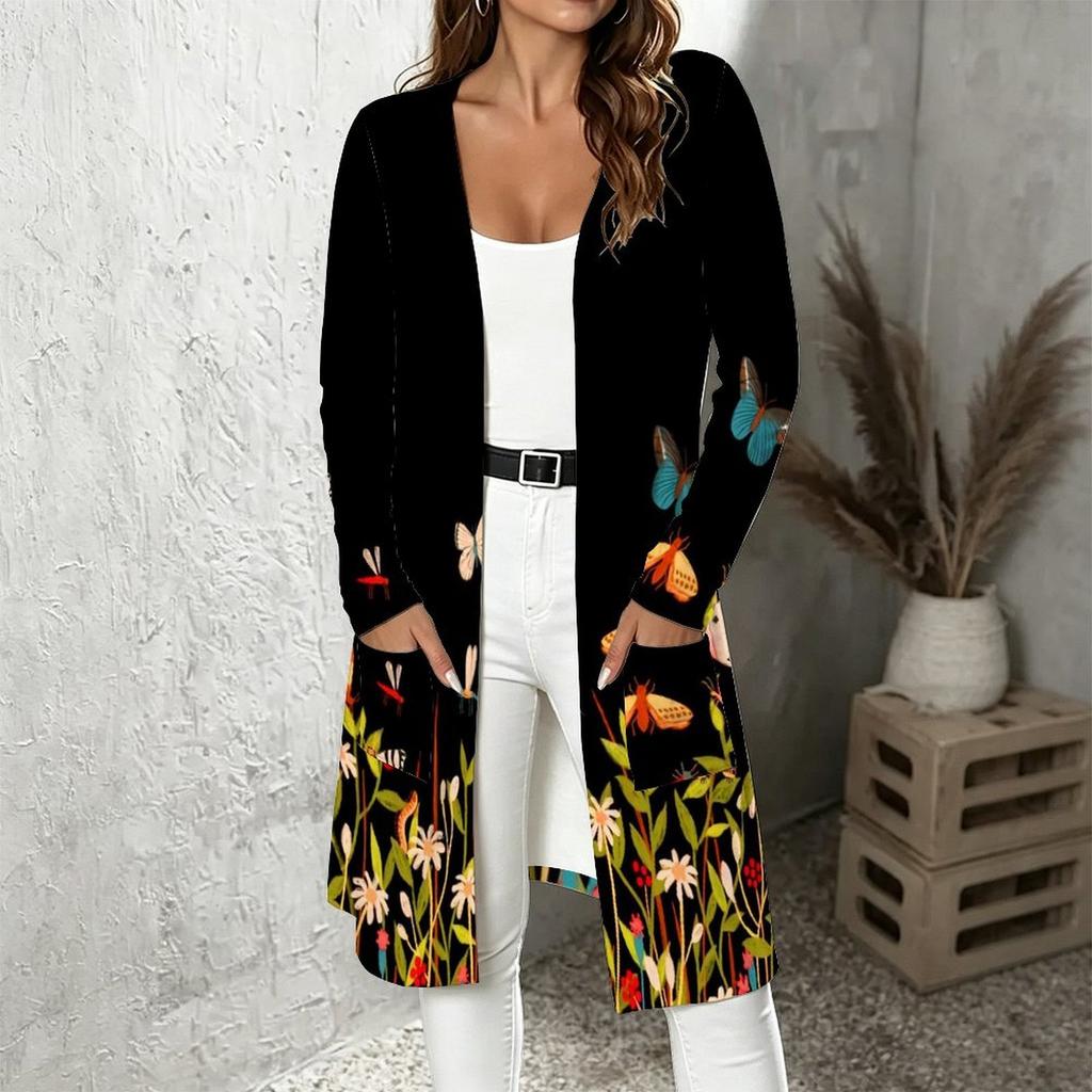 Plus Size Women Long Sleeve Open Front Loose Cardigan Comfortable Fashion Daily Outerwear