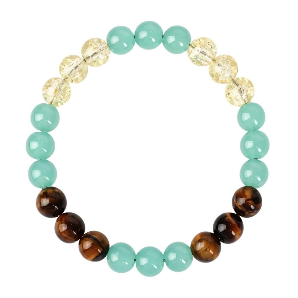 Bracelet Round Bead Natural Stone Bracelet Citrine Tiger's Eye Bracelet