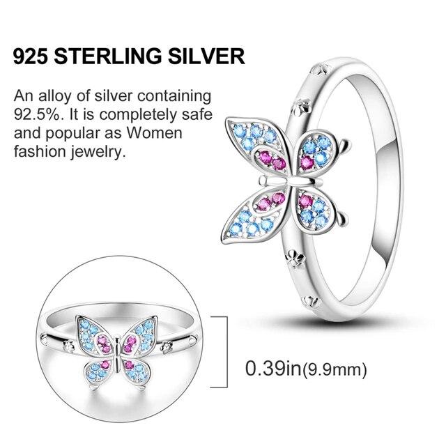 Anelli femminili carini di lusso Coccinella animale Coccinella Anello color argento Anelli per dito per donne Adolescenti Design di gioielli Gioielli per regalo