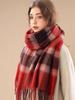 100% Wool Scarf Luxury Pure Stripe Women Spring Autumn Winter Soft Eco-Friendly Clothing Accessories Gift Outdoor Office Thick