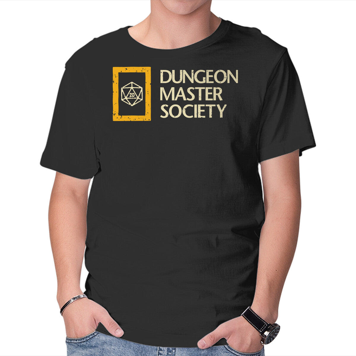 Unisex Crew Neck T-Shirt Dungeon Master Society Graphic Short Sleeve Casual Tee L