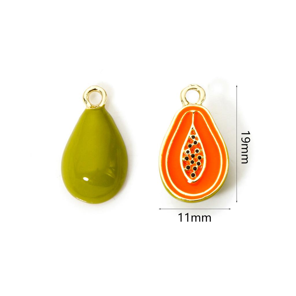 2PCs Brass Charms 18K Gold Plated Fruit Enamel Strawberry Apple Lemon Mushroom Pendants For DIY Necklace Bracelet Jewelry Making