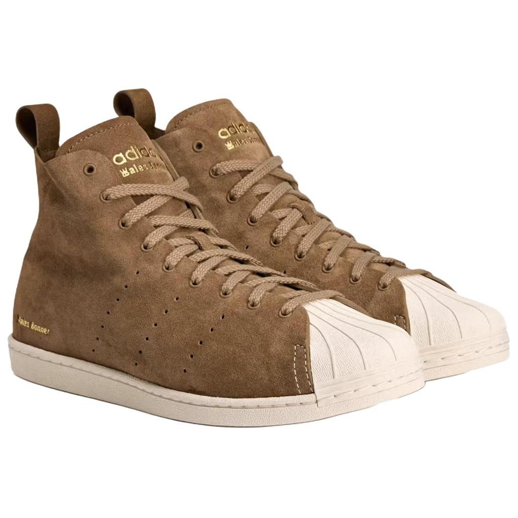Wales Bonner x adidas Superstar High Brown Unisex Sneakers Supplier-Colour Wonder-White Gold-Metallic JR0217