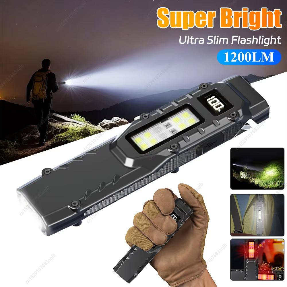 Mini Ultrathin LED Magnetic Warning Camping Flashlight Working Light Multifunctional Keychain Light Rechargeable Flashlight Outdoor